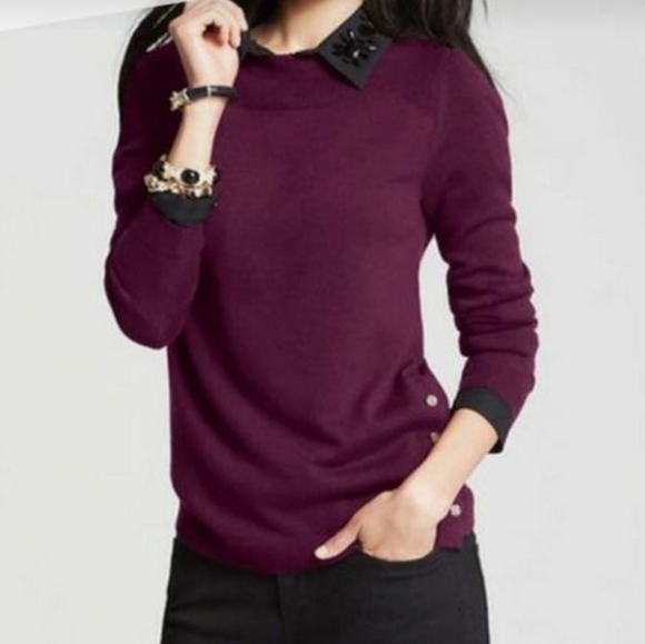 Ann Taylor Burgundy Wool Blend - Picture 1 of 9